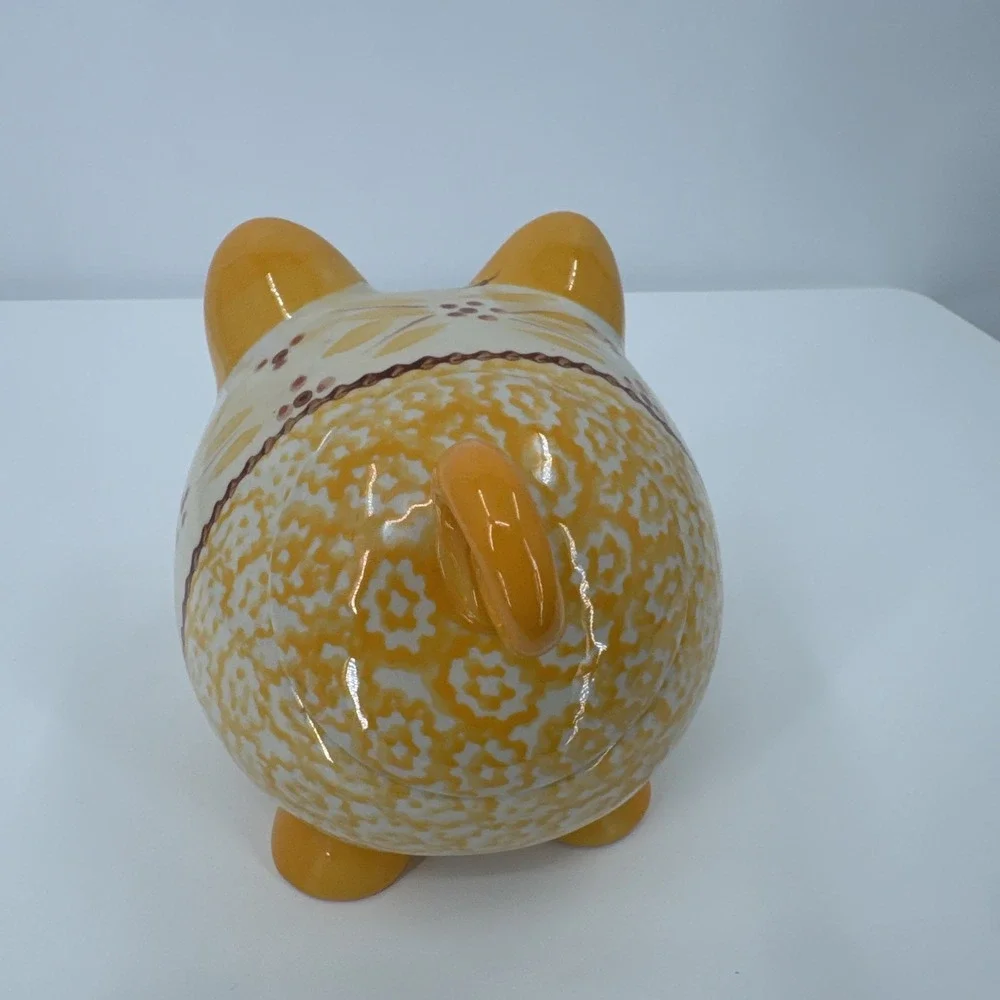 TEMPTATIONS BY TARA Old World Yellow Flower PIG Spice/Tea/Coffee Holder Kitchen